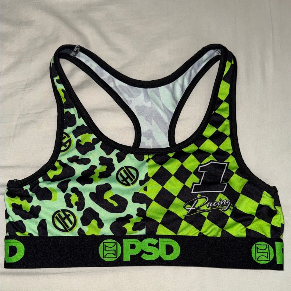 PSD Women's Green and Black Sports Bra